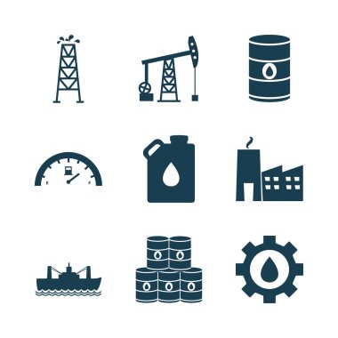 Isolated oil industry silhouette style icon set vector design