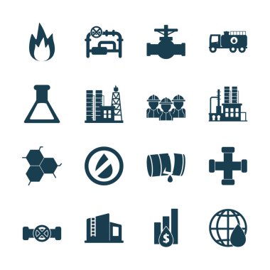 Isolated oil industry silhouette style icon set vector design