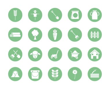 Isolated agronomy silhouette block style icon set vector design