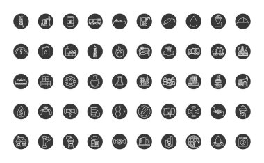 Isolated oil industry line block style icon set vector design