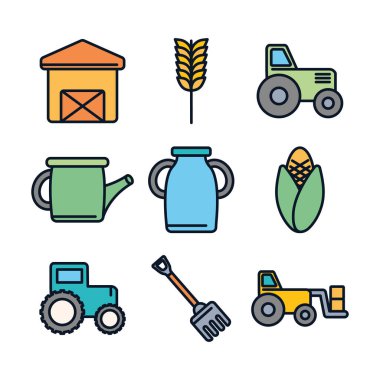 Isolated agronomy line fill style icon set vector design