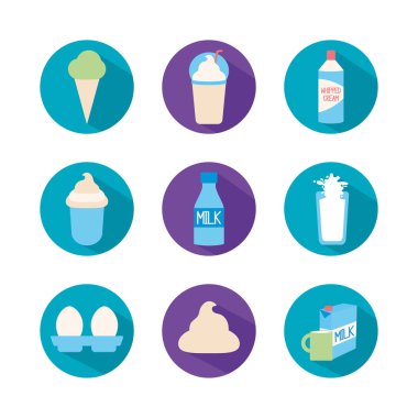 Isolated dairy flat style icon set vector design
