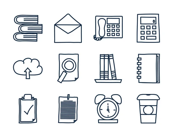 Isolated doodle line style icon set vector design — ストックベクタ