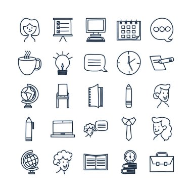 Isolated doodle line style icon set vector design