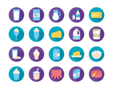 Isolated dairy flat style icon set vector design