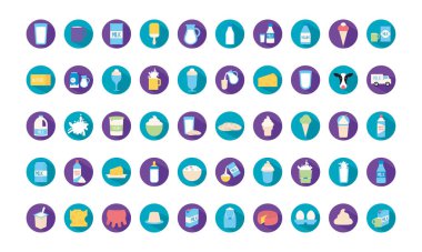 Isolated dairy flat style icon set vector design