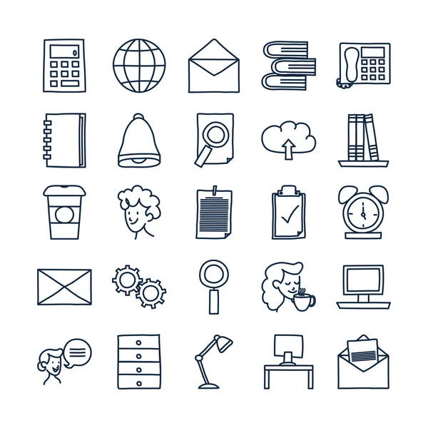 Isolated doodle line style icon set vector design — 图库矢量图片