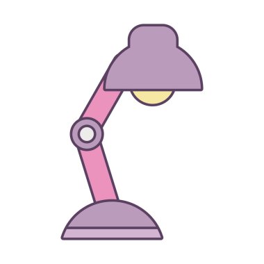 İzole masa lambası çizgisi ve biçim ikonu vektör tasarımını doldur