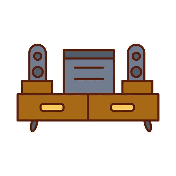 Izolovaný domácí stereo nábytek řádek a výplň styl ikony vektor design — Stockový vektor
