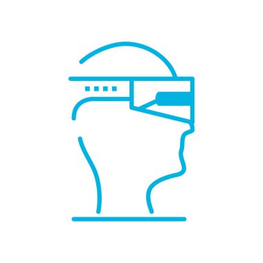 Akıllı gözlük çizgisi biçim vektör tasarımı ile izole edilmiş kafa