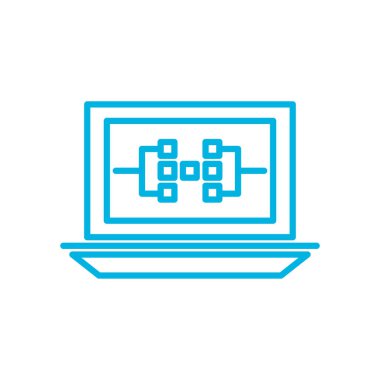 Dizüstü bilgisayar çizgisi biçim vektör tasarımı içindeki izole devre