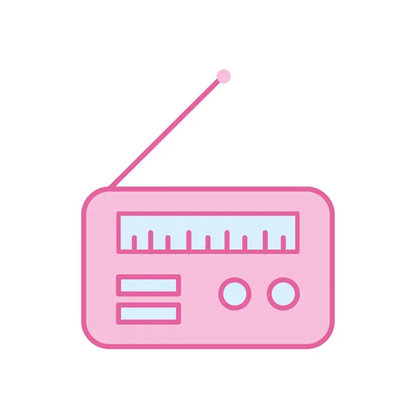 Isolated music retro radio neon line and fill style icon vector design — Stock Vector