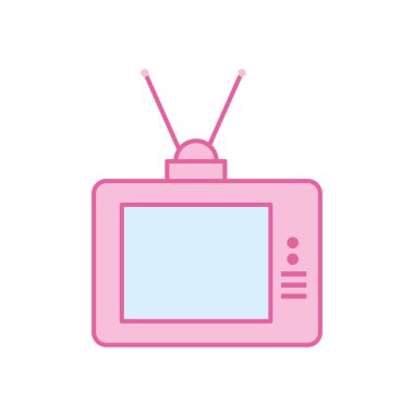 İzole edilmiş retro tv neon hattı ve biçim ikon vektör tasarımı