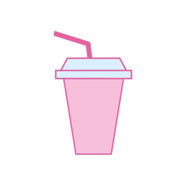 Ayrı içki kupası neon hattı ve biçim ikon vektör tasarımını doldur