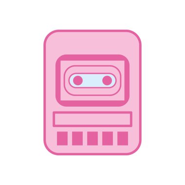 İzole müzik teybi neon hattı ve biçim ikon vektör tasarımı