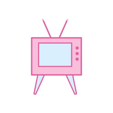 İzole edilmiş retro tv neon hattı ve biçim ikon vektör tasarımı