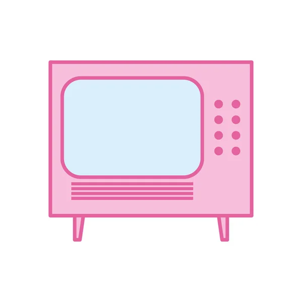 Isolado retro tv neon line e design de vetor ícone de estilo de preenchimento —  Vetores de Stock