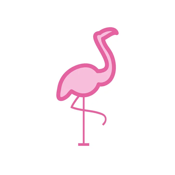 Flamingos línea de neón pájaro y diseño de vectores icono de estilo de relleno — Vector de stock