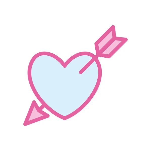 Geïsoleerd hart met pijl neon lijn en vul stijl pictogram vector ontwerp — Stockvector