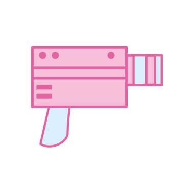 İzole edilmiş film kamerası neon hattı ve biçim ikonu vektör tasarımını doldur