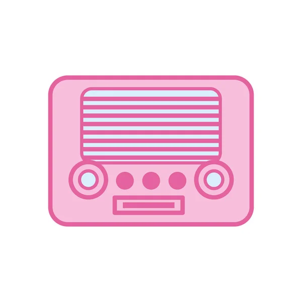 Isolated music retro radio neon line and fill style icon vector design — Stock Vector