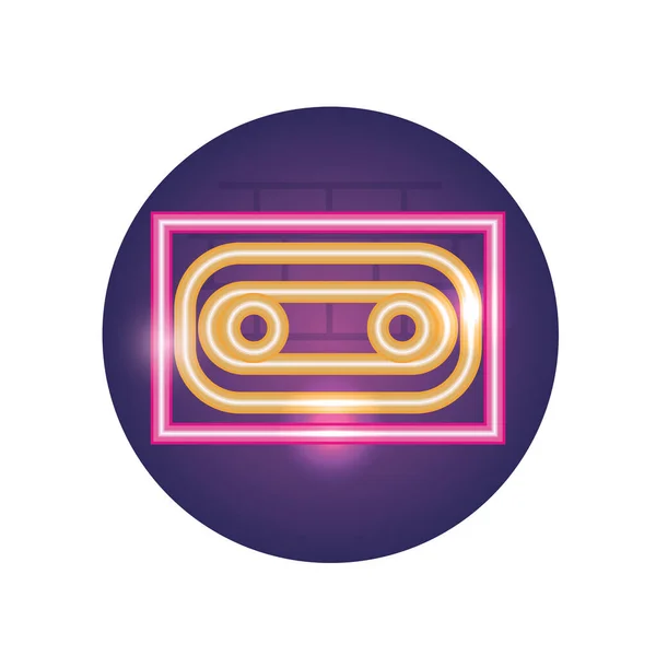 Isolated music cassette neon style icon vector design — Stock Vector