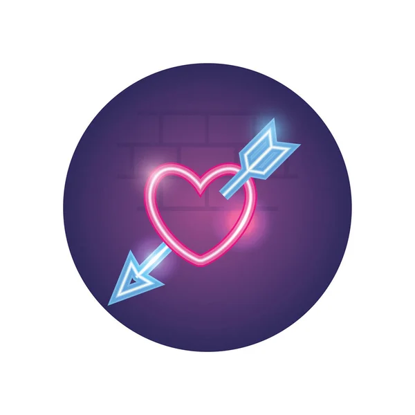 Isolated heart with arrow neon style icon vector design — Stockvektor