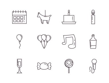 Isolated party line style icon set vector design