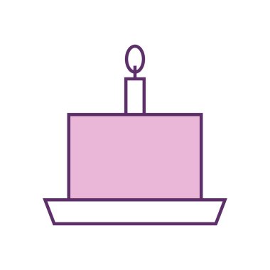 Happy birthday cake line fill style icon vector design