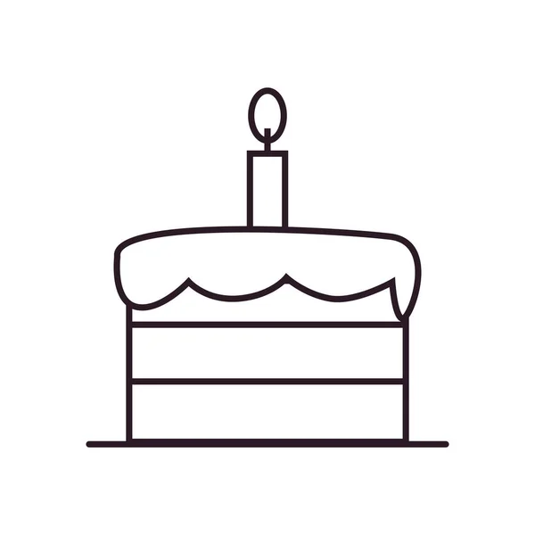 Joyeux anniversaire gâteau ligne style icône vectoriel design — Image vectorielle