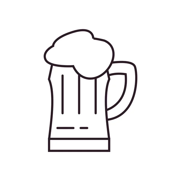 Vetro isolato di stile linea di birra icona vettoriale design — Vettoriale Stock