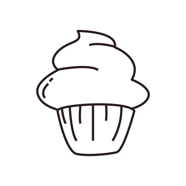 Aislado cupcake postre línea estilo icono vector diseño — Archivo Imágenes Vectoriales