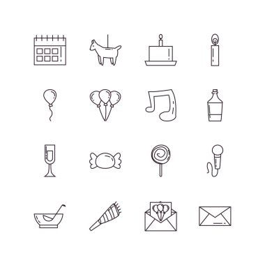 Isolated party line style icon set vector design