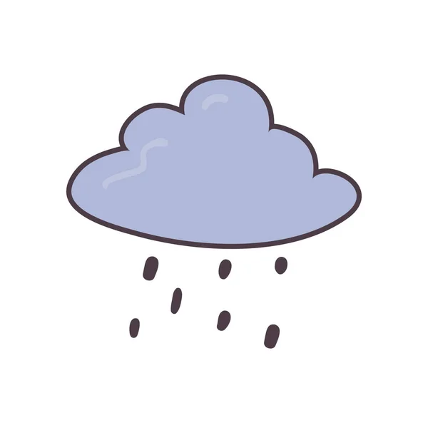 Isolated cloud and rain line and fill style icon vector design — Διανυσματικό Αρχείο