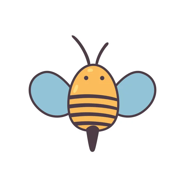 Línea de abeja aislada y diseño de vector icono de estilo de relleno — Vector de stock