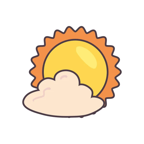 Isolated sun and cloud line and fill style icon vector design — Stock Vector