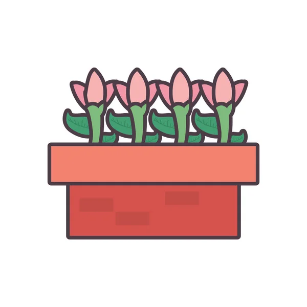 孤立的自然花卉线条和填充风格图标矢量设计 — 图库矢量图片