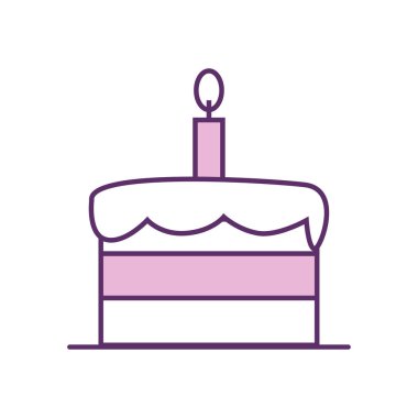 Happy birthday cake line fill style icon vector design