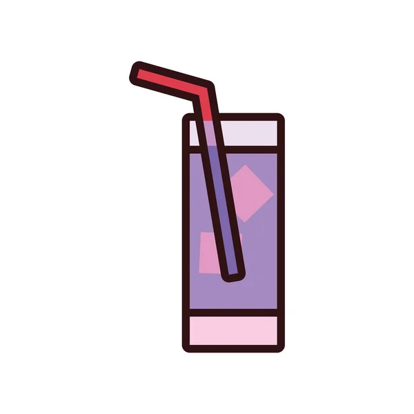 Linha de bebida de vidro soda isolada e design de vetor ícone de estilo de preenchimento —  Vetores de Stock