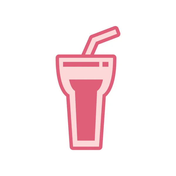 Diseño aislado de vectores de icono de estilo de línea de bebida de vidrio de soda — Archivo Imágenes Vectoriales