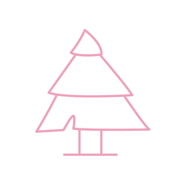 孤立した松の木のラインスタイルのアイコンのベクトルデザイン — ストックベクタ