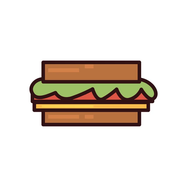 Linha de sanduíche isolada e design de vetor ícone de estilo de preenchimento — Vetor de Stock