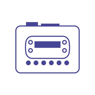 İzole edilmiş retro kaset oynatıcı satır biçimi vektör tasarımı