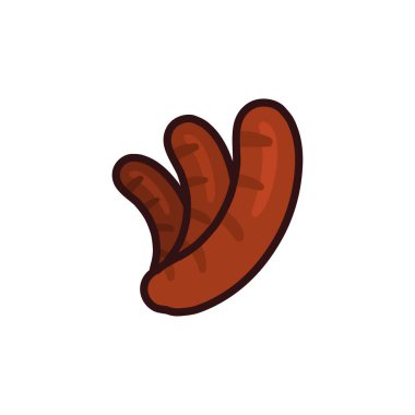 İzole edilmiş sosis hattı ve biçim ikonu vektör tasarımı