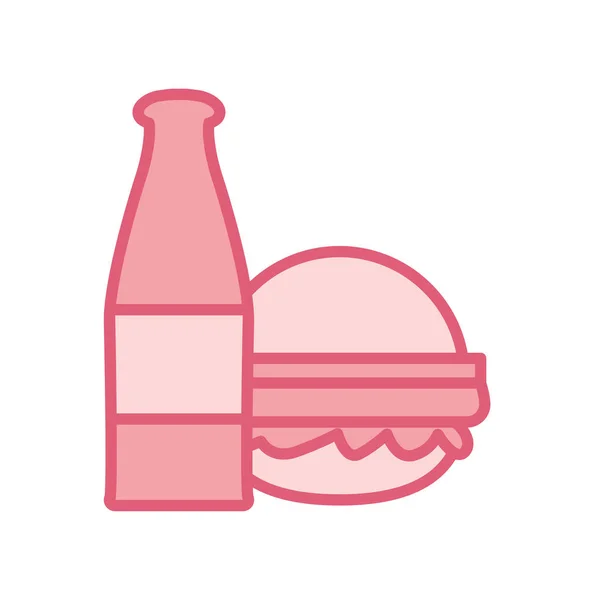 Bouteille isolée et conception vectorielle d'icône de style ligne de hamburger — Image vectorielle