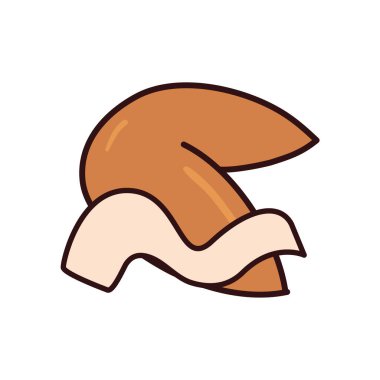 İzole şans kurabiyesi çizgisi ve biçim ikonu vektör tasarımını doldur