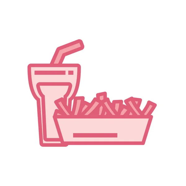 Isolated soda glass and french fries box line style icon vector design — Stock Vector