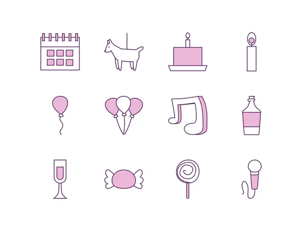 Isolated party line fill style icon set vector design — Stock Vector