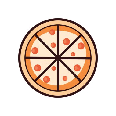 İzole edilmiş pizza hattı ve biçim ikonu vektör tasarımını doldur