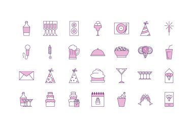 Isolated party line fill style icon set vector design